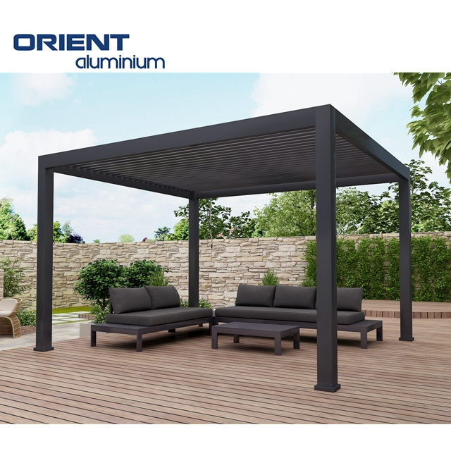 Waterproof Sunshade Motorized Opening Roof Louver Aluminum Profile Garden Pergola Covers