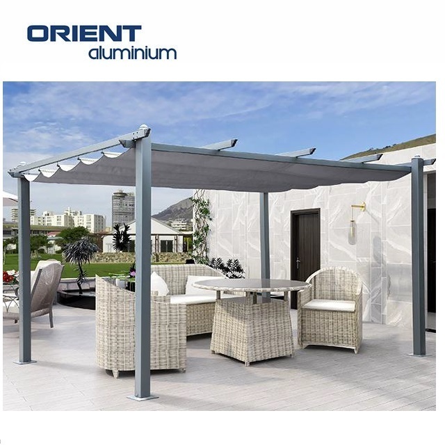 Outdoor Wall Mounted Electric Roof Louver Metal Gazebo Solar Pergola Covers Gazebo