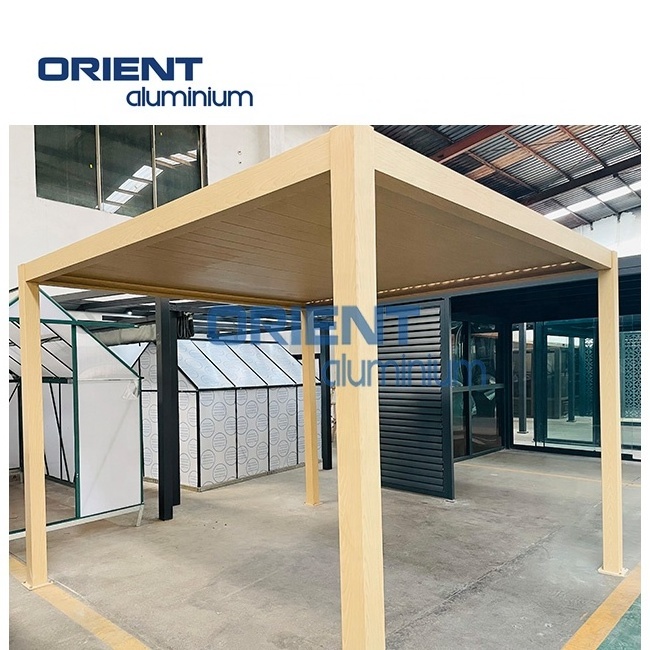 Garden building aluminum pergola roof louver garden pavilion gazebo outdoor 3x4 with glass sliding door aluminium outdoor