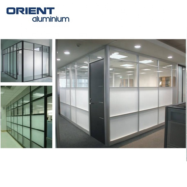 tempered glass partition wall and door with aluminium frame