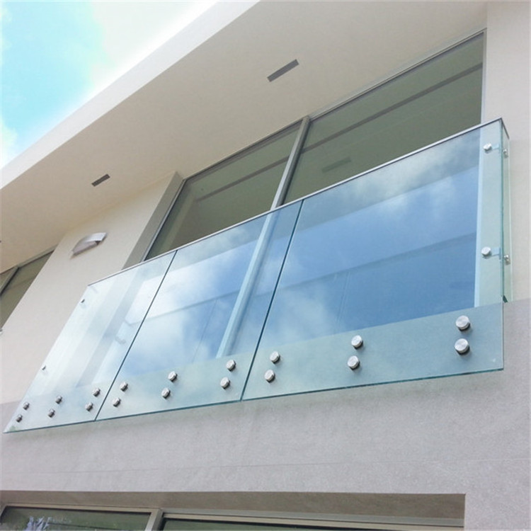 Outdoor glass parapet wall for balcony staircase standoff glass railing