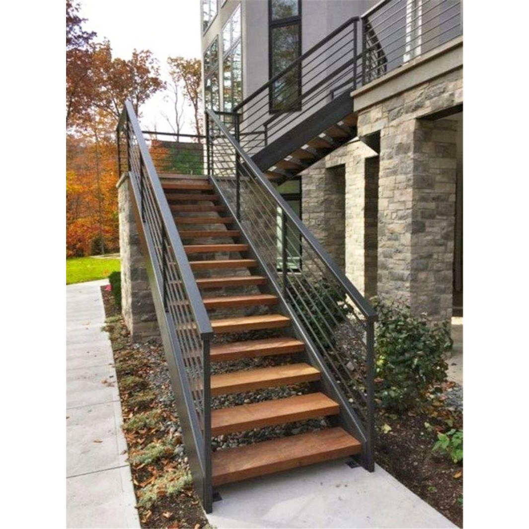 Prefab high quality steel structure stairs outdoor stainless steel stairs teak outdoor wooden stairs