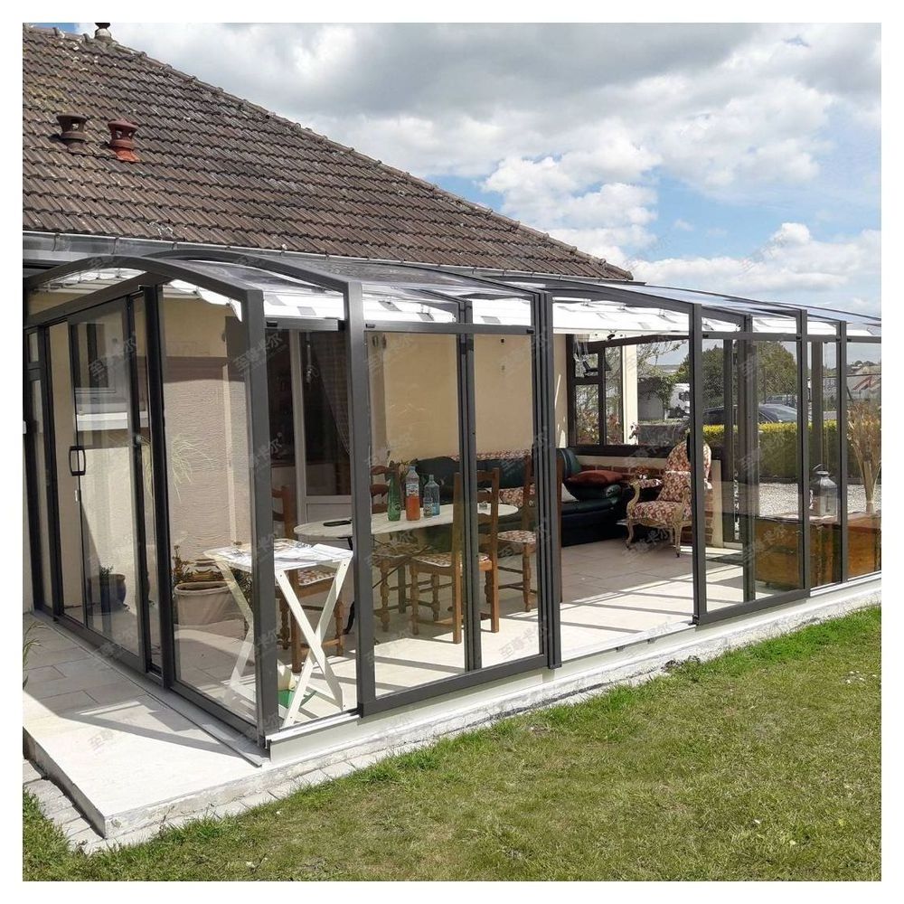 Freestanding Insulated Enclosed Glass Sunroom House 4 Season Solarium Sunroom Retractable Portable Sunroom