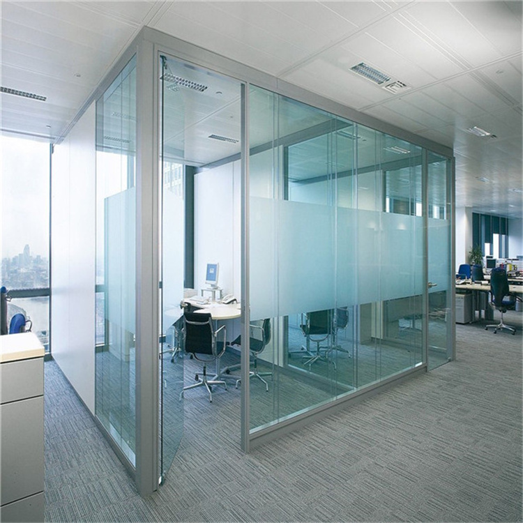 customized modern simple design interior aluminum channel glass partition office glass wall partitions