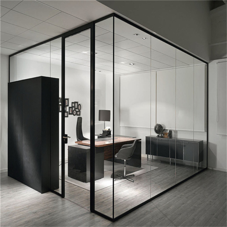 customized modern simple design interior aluminum channel glass partition office glass wall partitions