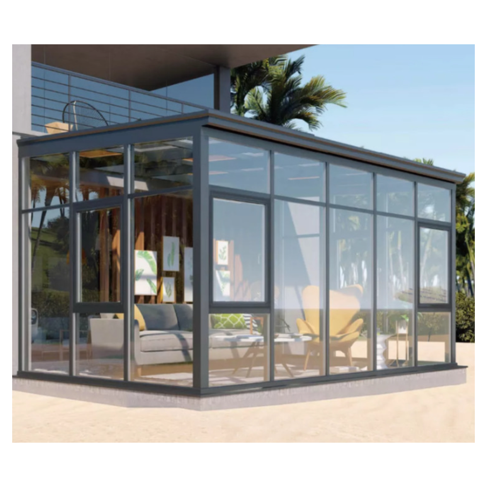 Freestanding Insulated Enclosed Glass Sunroom House 4 Season Solarium Sunroom Retractable Portable Sunroom