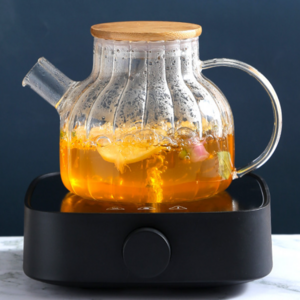 Wholesale 600ml 1000ml Heat resistant high borosilicate ripped glass loose leaf tea pot