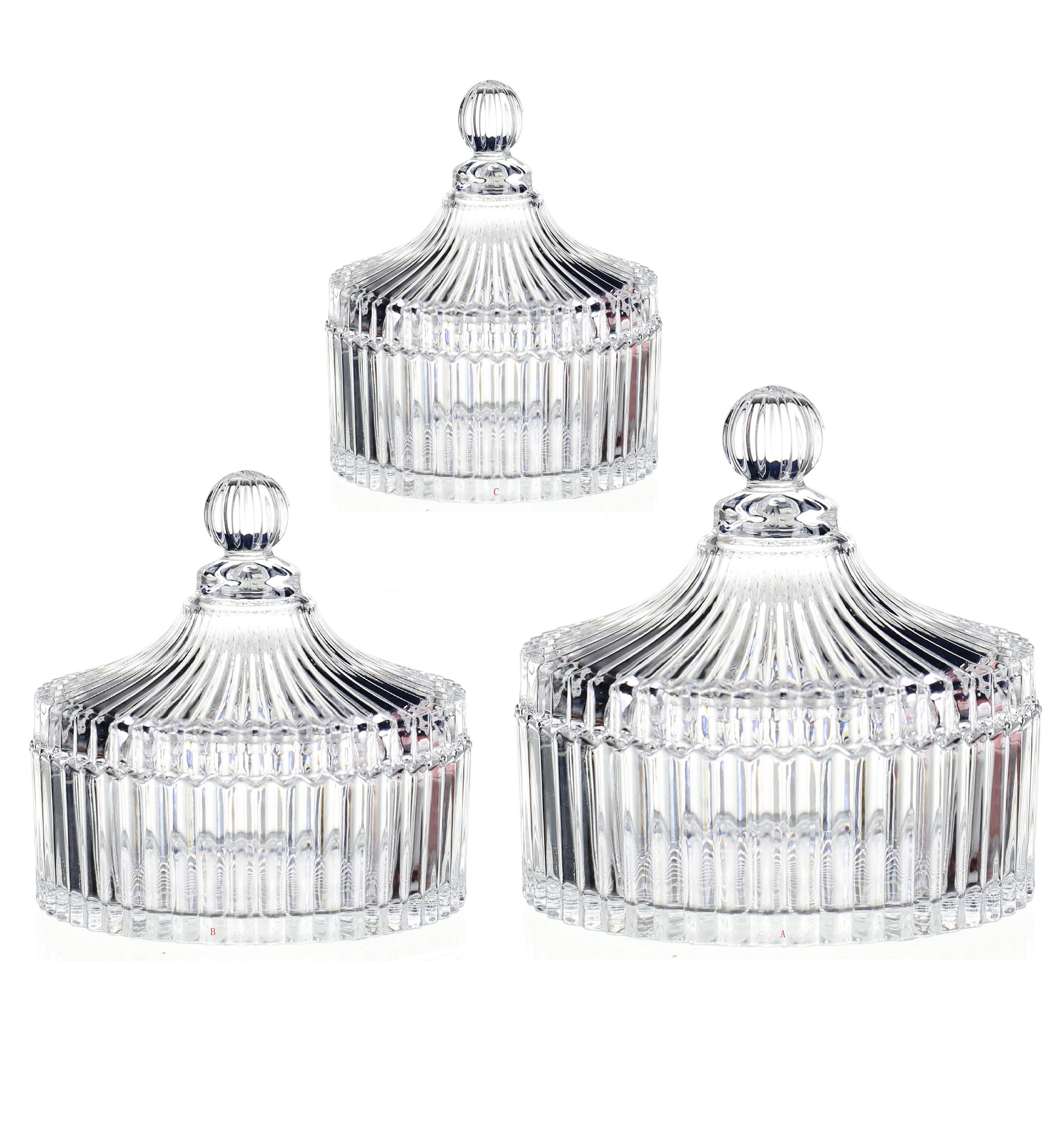 Wholesale Crystal Clear Glass Sugar Jar Sugar Bowl Glass Candy Jars with Lid