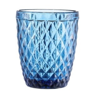 Wholesale glassware Colored Goblet wine glasses drinking Water Glass Pressed Blue Glass  tumbler cup Goblets