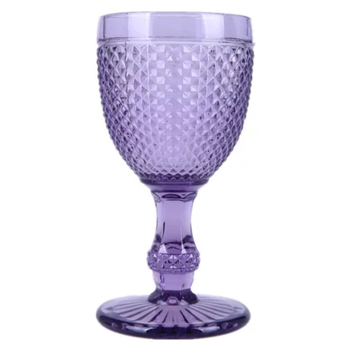 Wholesale glassware 8OZ Colored Goblet wine glasses Water Glass Pressed Blue Glass Goblets