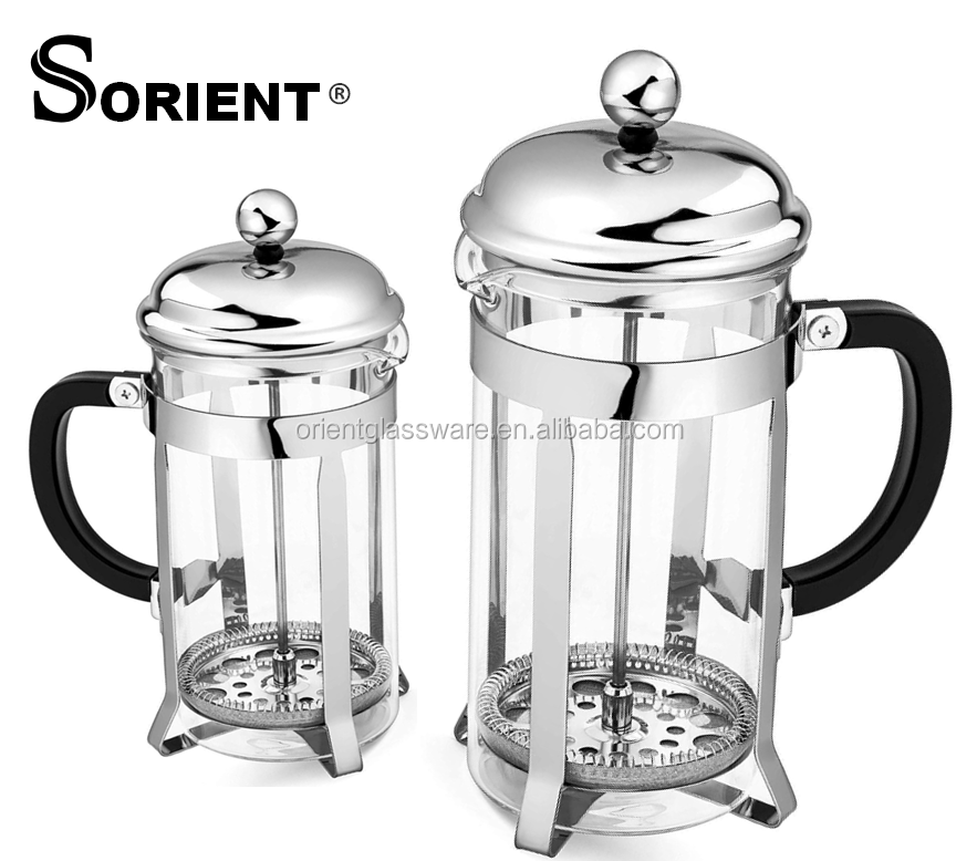 600ml 1000ml Stainless steel and glass coffee cup coffee maker set french coffee press set