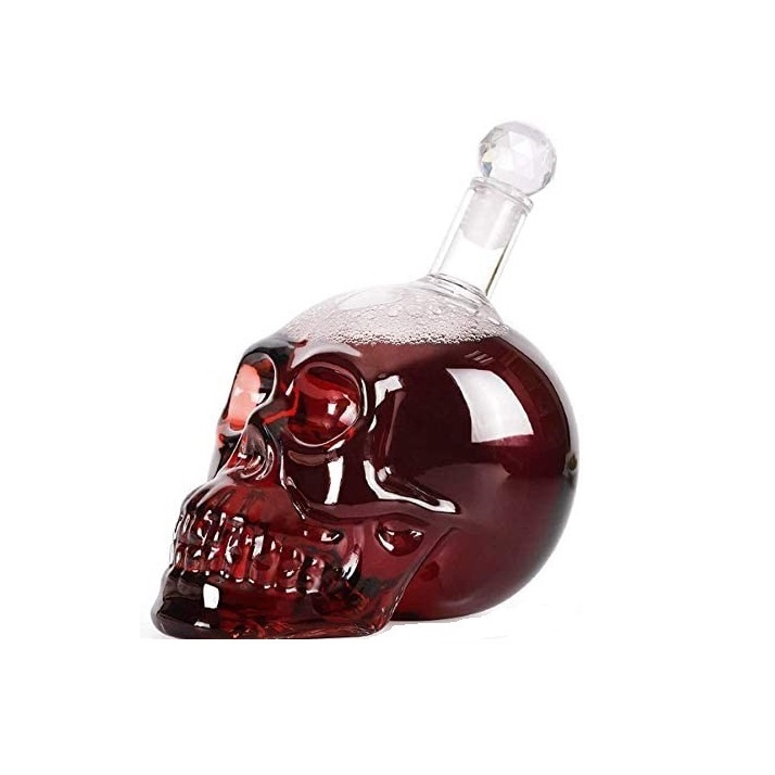 Hot Selling Borosilicate Glass Skull Wine Whiskey Decanter Set