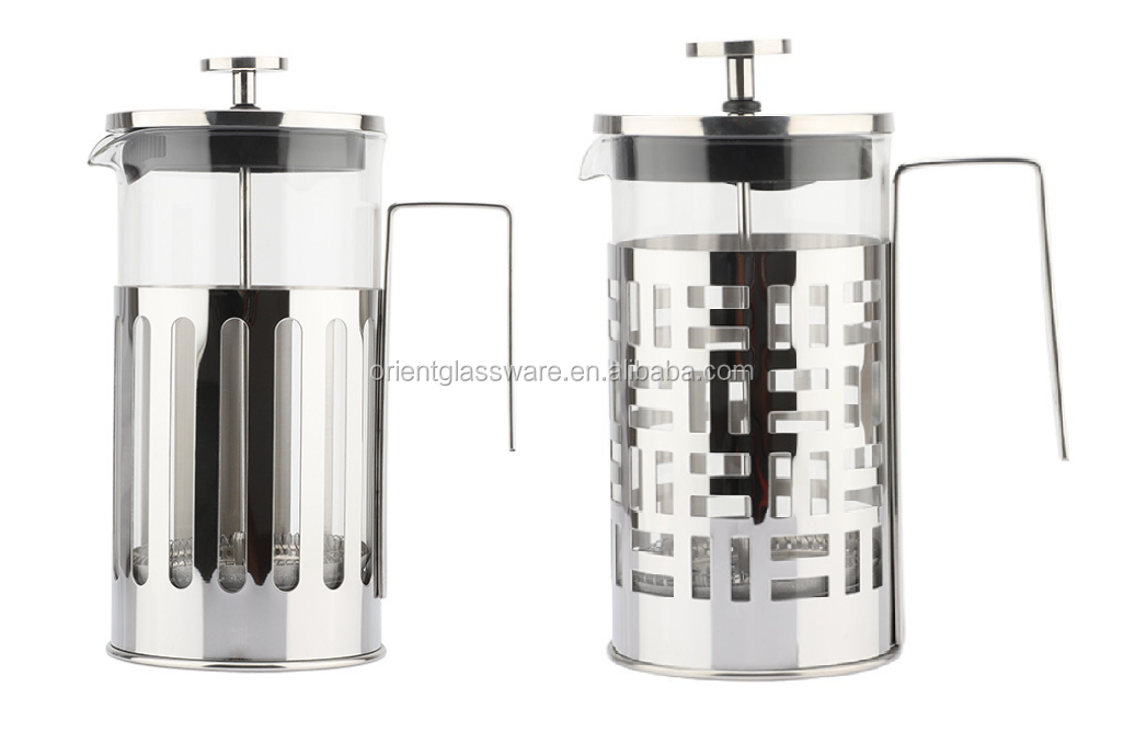 600ml 1000ml Stainless steel and glass coffee cup coffee maker set french coffee press set