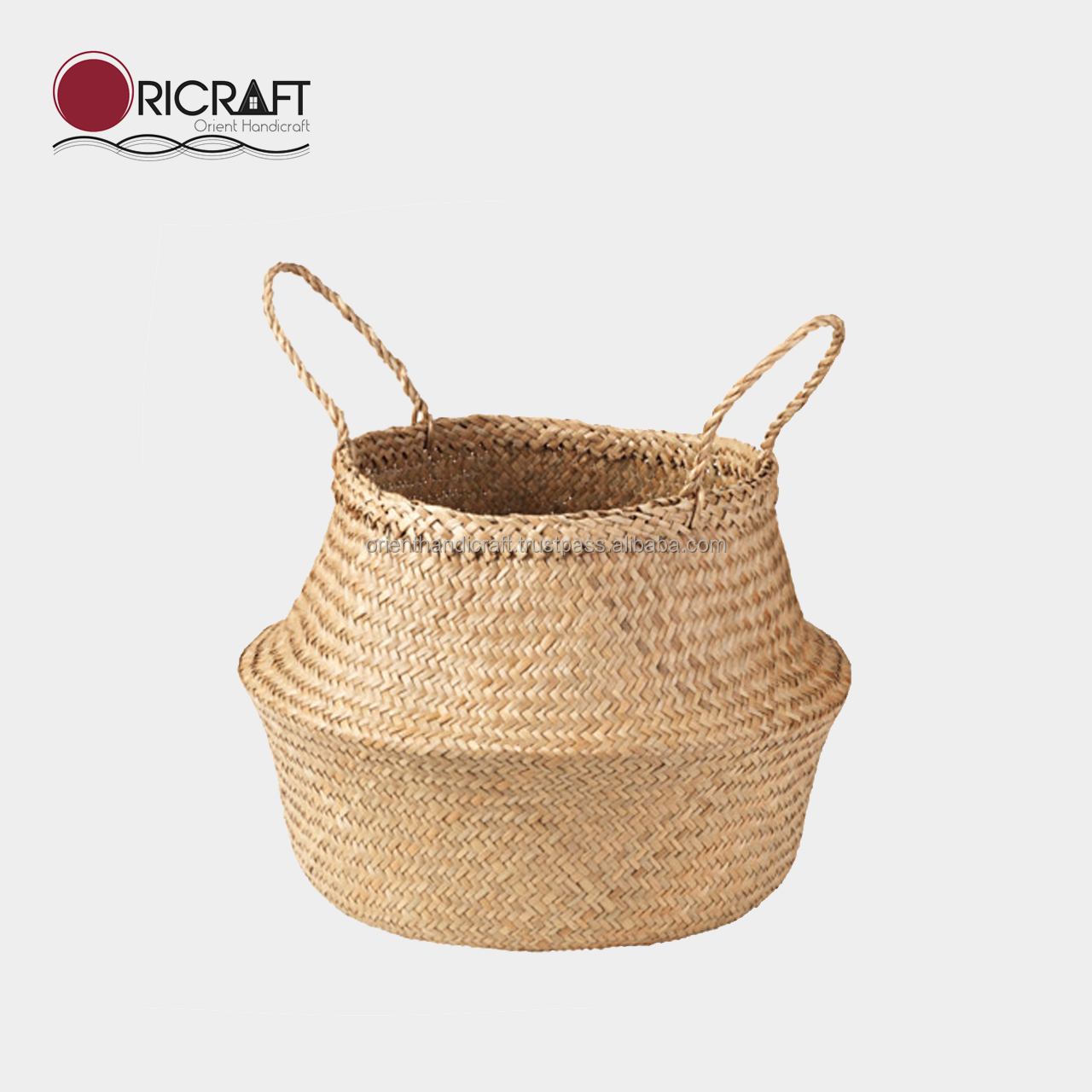 TASMANIA Foldable Woven Decor Natural Seagrass Storage Belly Basket For Flower By Vietnamese Handmade