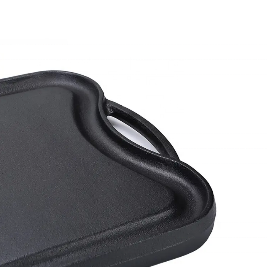 cast iron double sided grill and griddle pan non stick