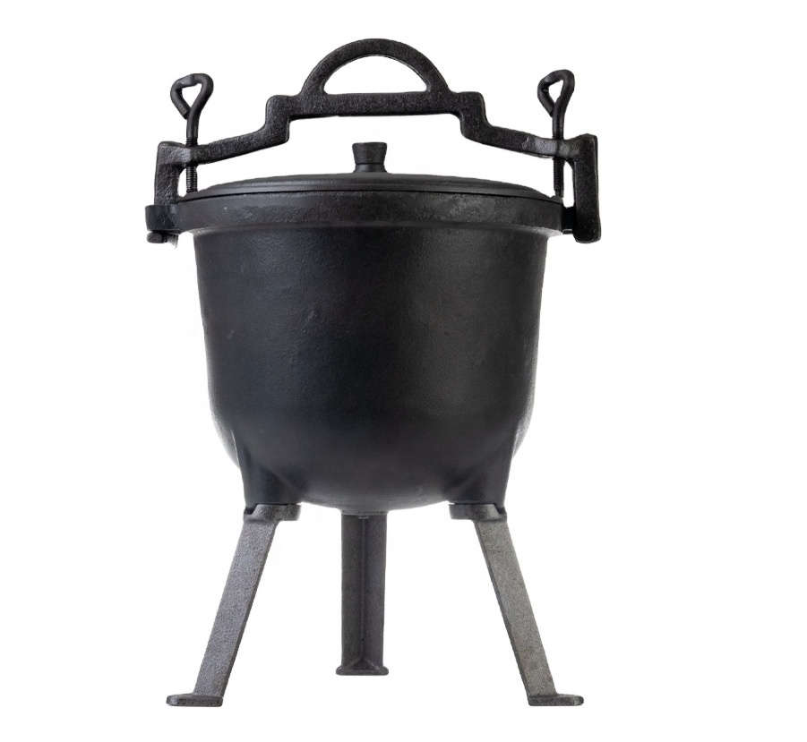 wholesale large cast iron camping pressure cooker Poland cauldron 10L enamel three leg meat hunting pot