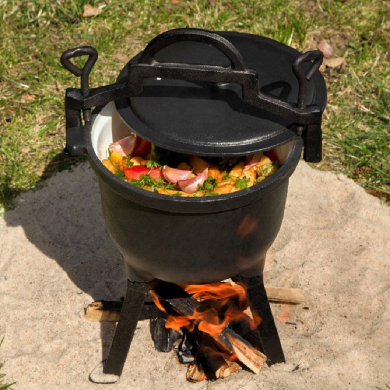 wholesale large cast iron camping pressure cooker Poland cauldron 10L enamel three leg meat hunting pot