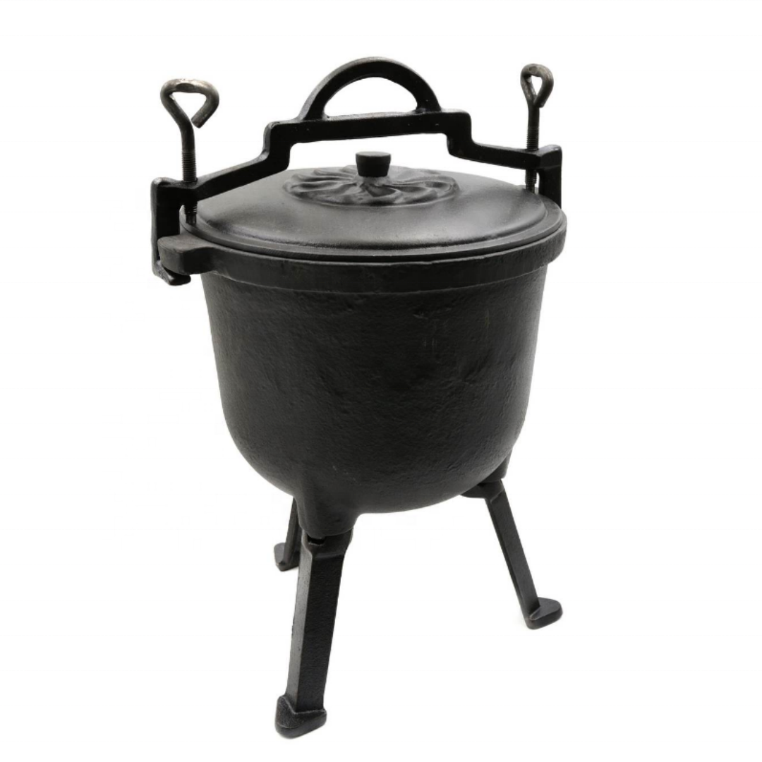 wholesale enamel cast iron cauldron from poland camping pressure cooker three leg meat hunting pot 10L