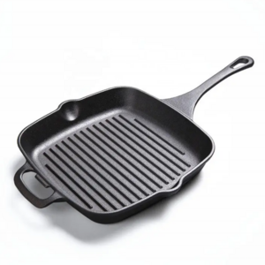 square non stick cast iron bbq iron steak meat grill frying pan with ridge