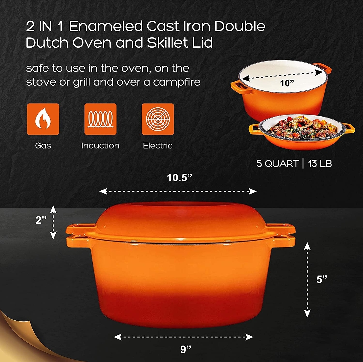 Enamel Cookware pot set Cast Iron Cooking Pots 2 in 1 Combo Cooking Pot Wholesale Dutch Oven & Skillet Lid