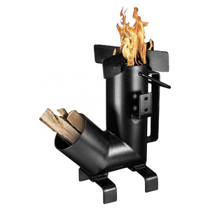 outdoor portable camping wood burning cooking rocket stove