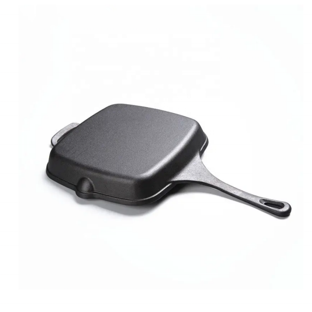 square non stick cast iron bbq iron steak meat grill frying pan with ridge