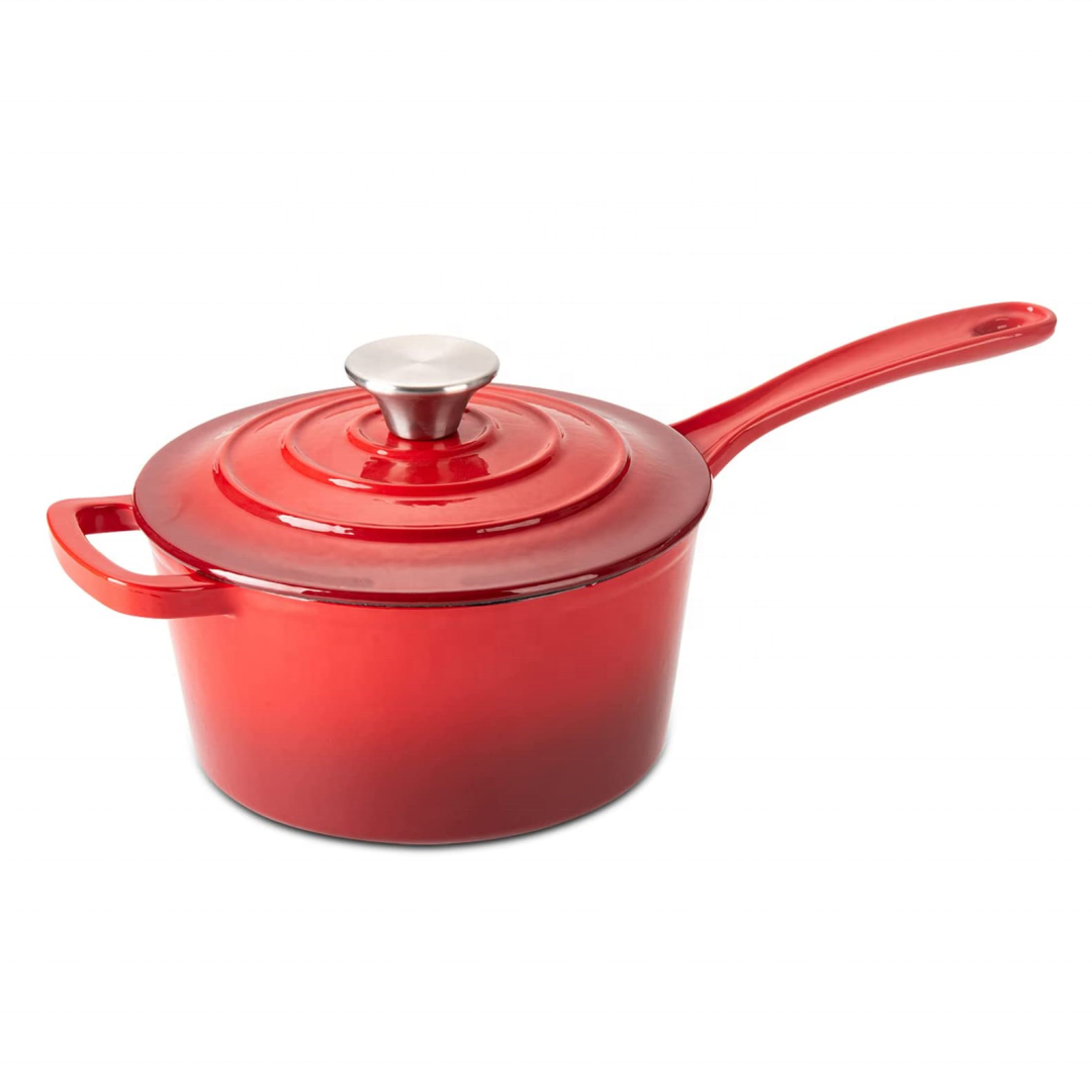 enamel cast iron non stick small sauce pan soup cooking saucepan milk pot with handle with lid