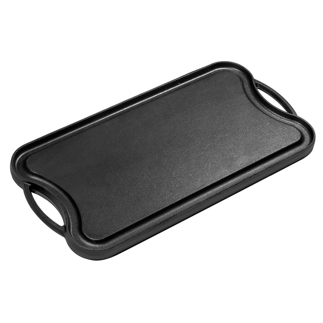 cast iron double sided grill and griddle pan non stick