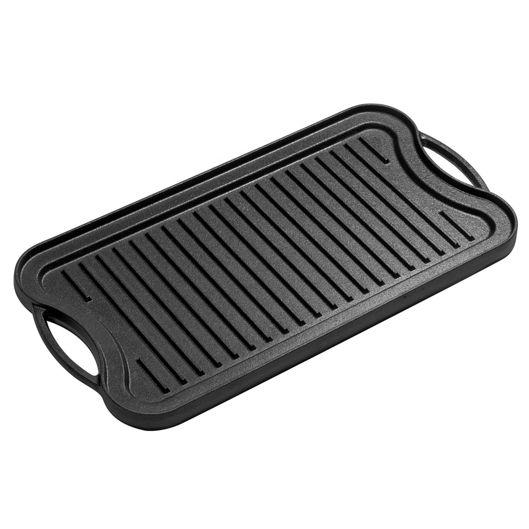 cast iron double sided grill and griddle pan non stick