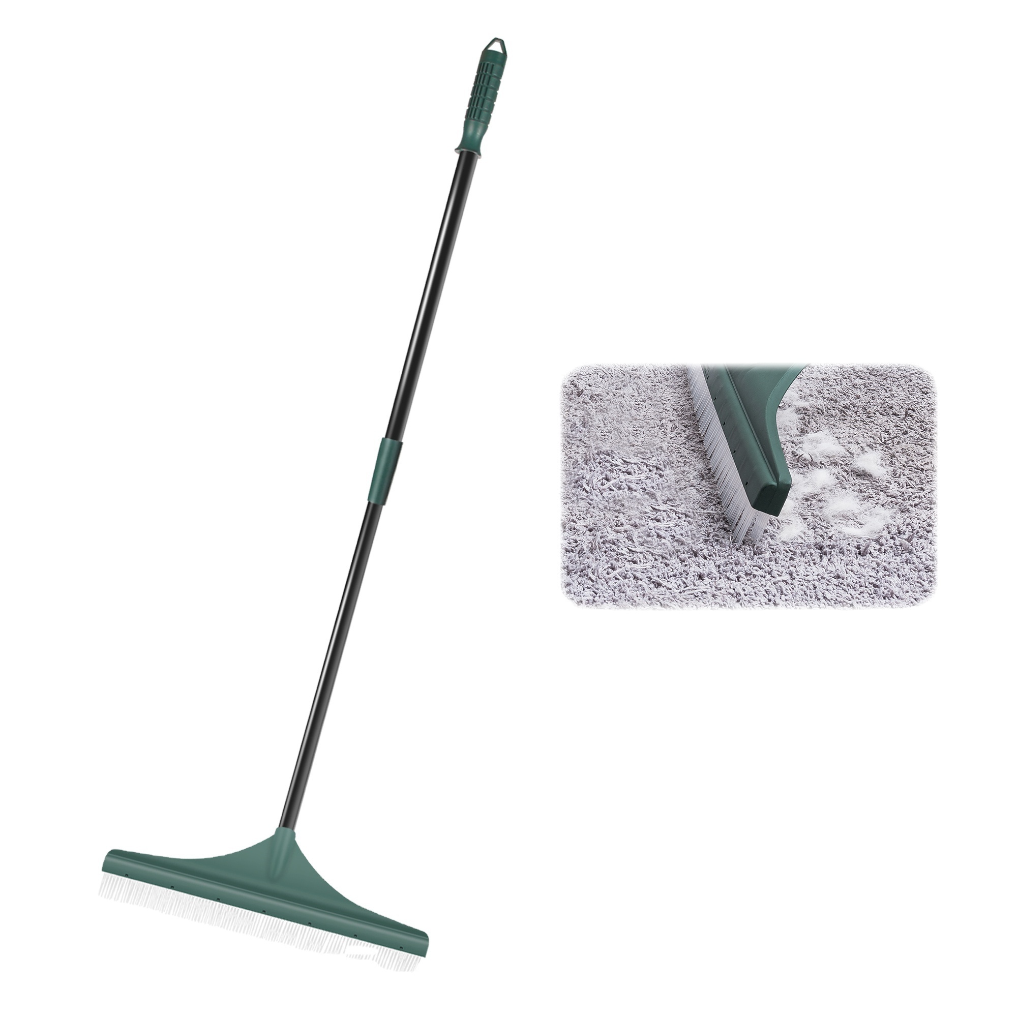 Collapsible Carpet Lightweight Artificial Grass Broom Hand Turf Rake Up, Garden Cleaning Turf Rake with Soft Plastic Brush