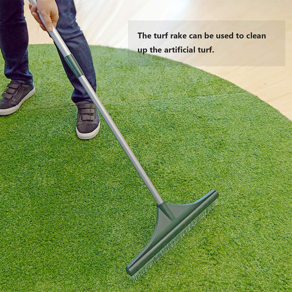 Quick Connection Sturdy Lightweight Telescopic Steel Handle Artificial Grass Carpet Rake Brushes