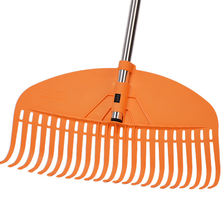 Simple Convenient 23 Tines Landscaping Rake Leaf Rake Broom Aluminium Handle With PBT Blade