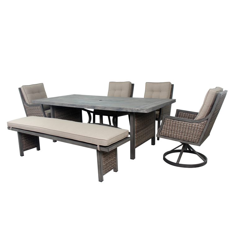 Garden Fire Pit Table Long Bench Dining 8 Seating Furniture Sets Modular Patio Outdoor Aluminium Rattan Bar Set Rattan / Wicker