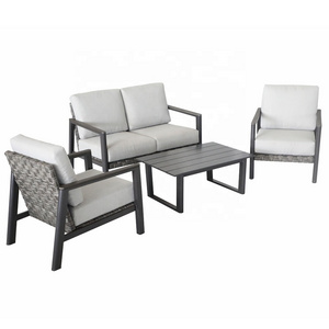 Loveseat deep seating rattan outdoor section set garden group wicker corner sofa aluminum couch patio furniture conversation set