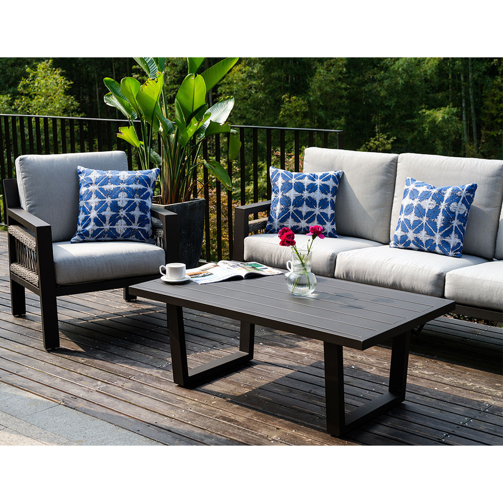 Aluminium Frame Rattan Outdoor Garden Set Hot Sale PE  Wicker Furniture with Waterproof Fabric Cushion