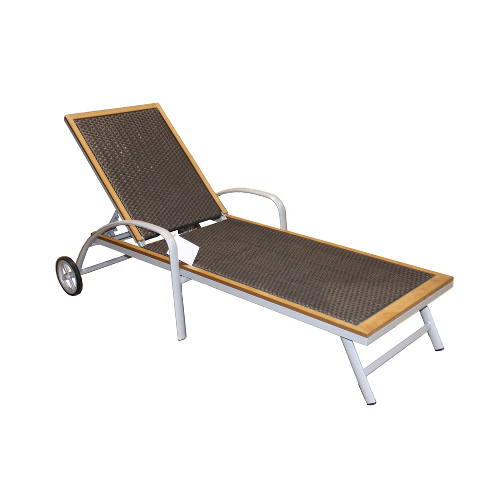 With Wheels Outdoor High Modular Aluminum Chaise Lounge