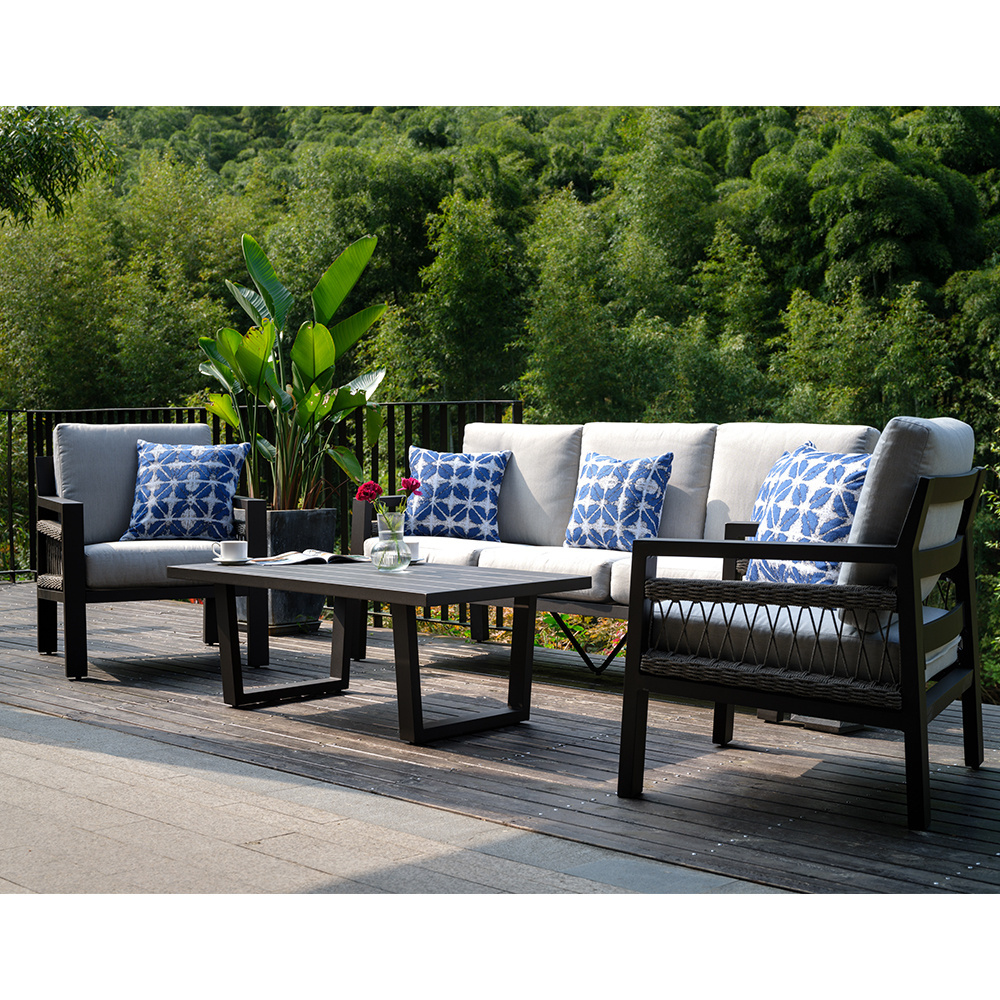 Aluminium Frame Rattan Outdoor Garden Set Hot Sale PE  Wicker Furniture with Waterproof Fabric Cushion