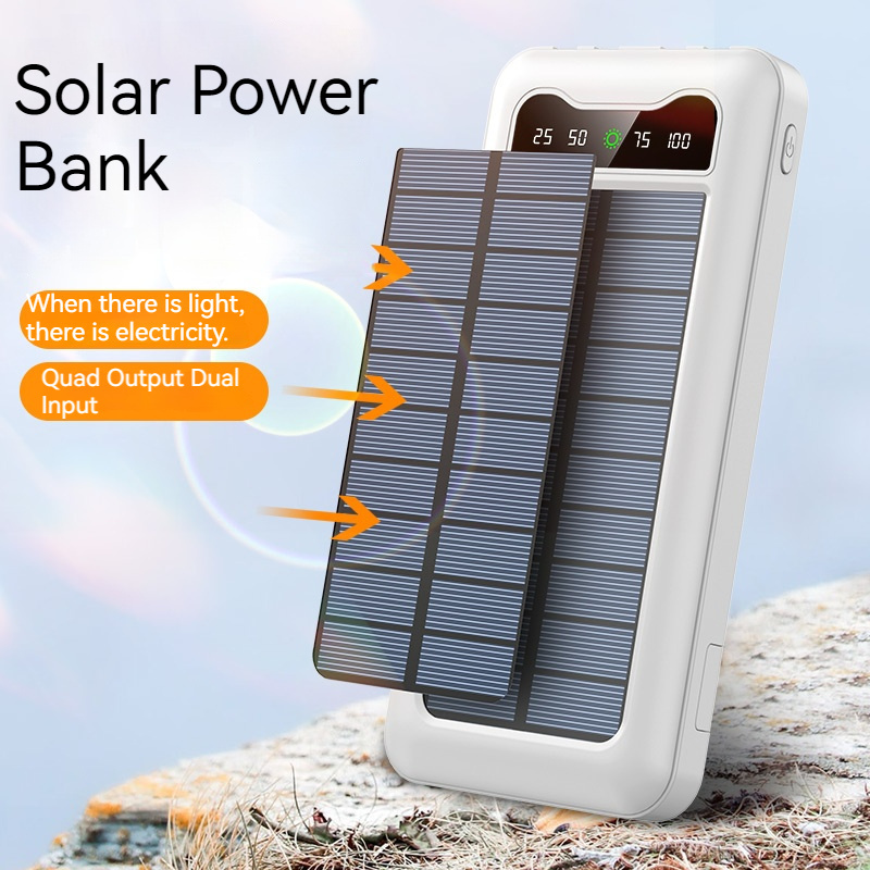 Thin Waterproof Portable Solar Powerbank 10000mAh Charger Power Bank 10000mAh Flash Light Solar Power Banks Charger With Stand