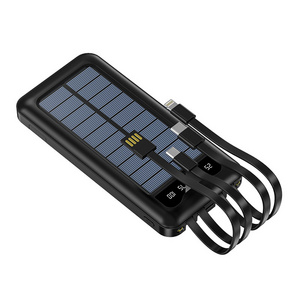 10000mAh Portable Power Bank with Built-In Cable and Holder Solar Power  Bank