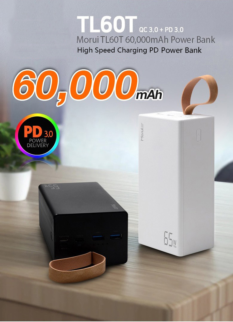 New QC3.0 Portable Power Banks For Laptop 65W Usb C Pd Fast Charging 60000Mah 50000Mah Electronics Powerbank Laptop Power Bank