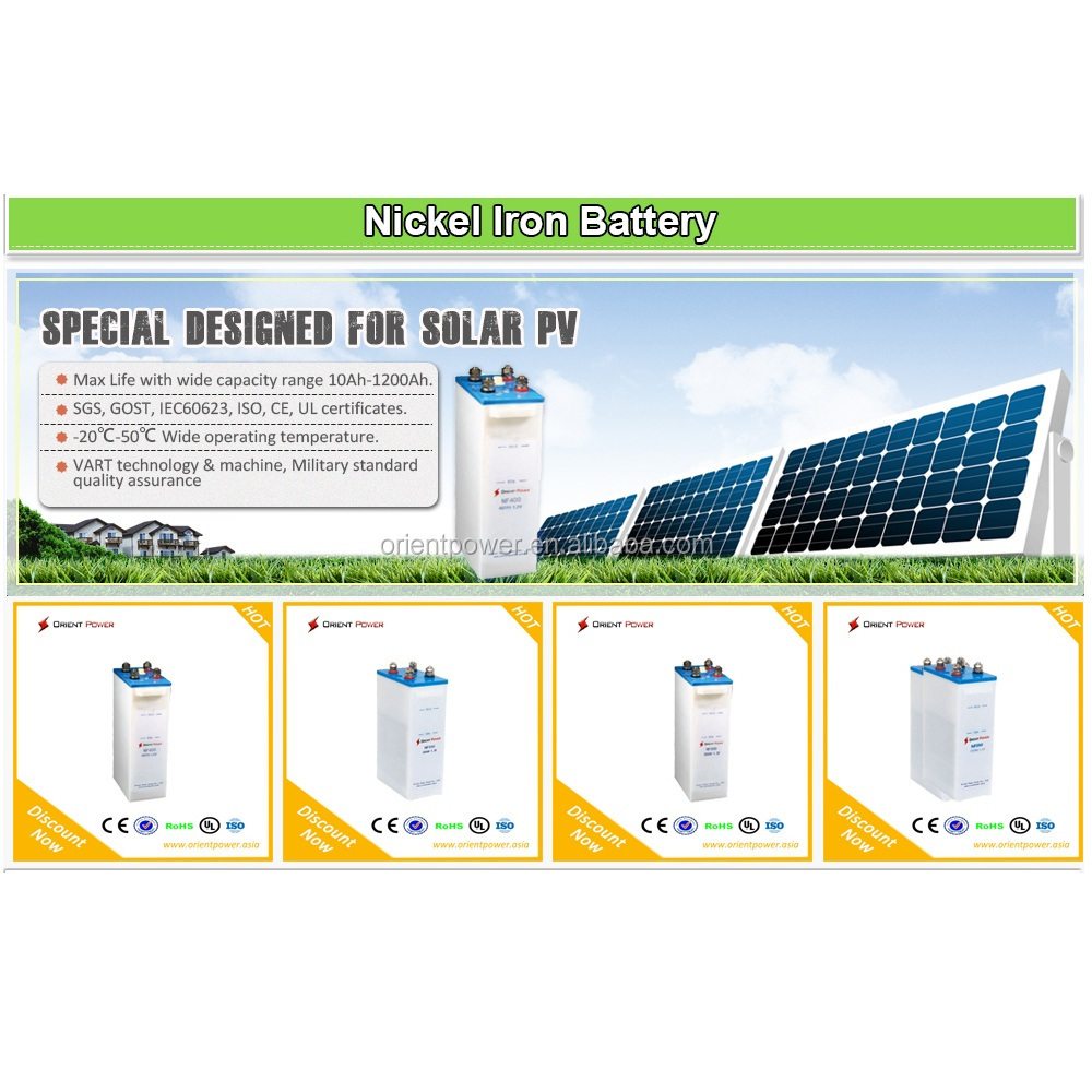 FIND 1.2V Nickel Iron 100 to 1200AH Special Designed Battery For Solar System PV edison battery