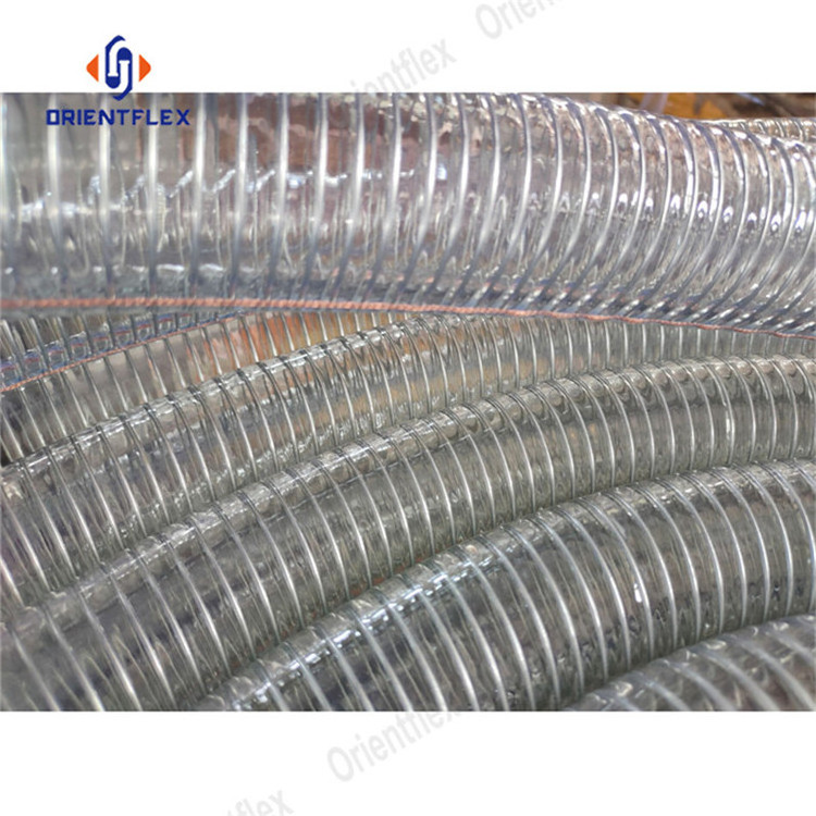 pvc clear spiral steel wire reinforced food grade spring transparent water pump duty water discharge hose pipe