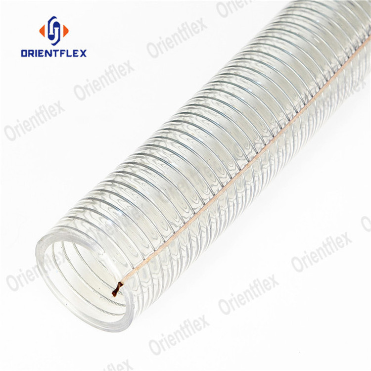 pvc clear spiral steel wire reinforced food grade spring transparent water pump duty water discharge hose pipe