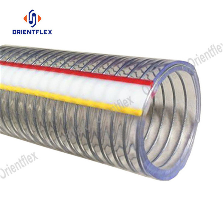 pvc spiral steel wire reinforced transparent spring water pump food grade  hose pipe