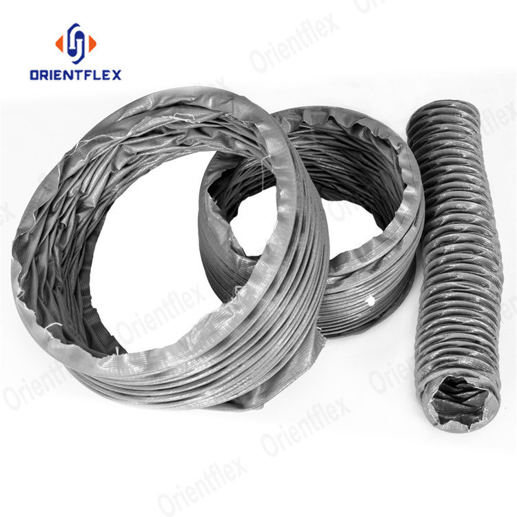 Light Grey 3 5 Inch Flexible Nylon Fabric Air Conditioning Duct Collection Ducting Hose 3