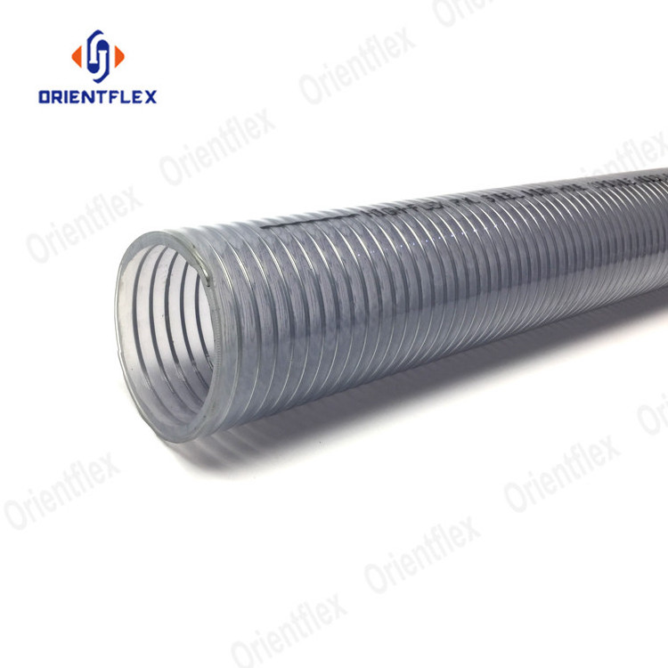 pvc spiral steel wire reinforced transparent spring water pump food grade  hose pipe