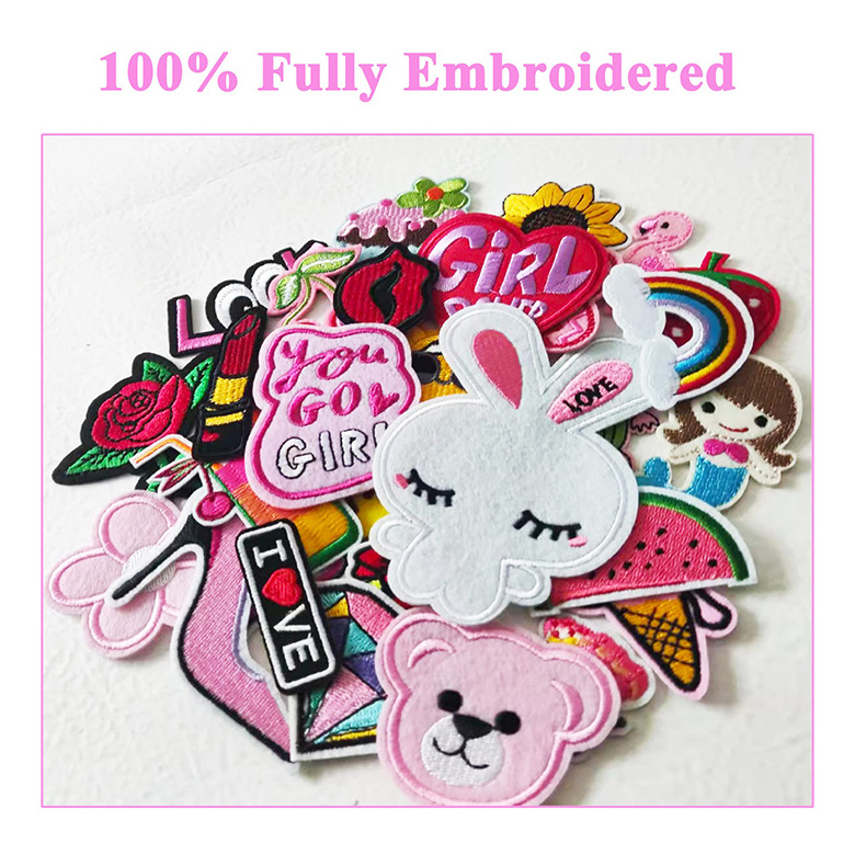 Newest Product Custom Log Pink Rabbit Pack Sewing Iron On Self Adhesive Clothing Patches For T-Shirt