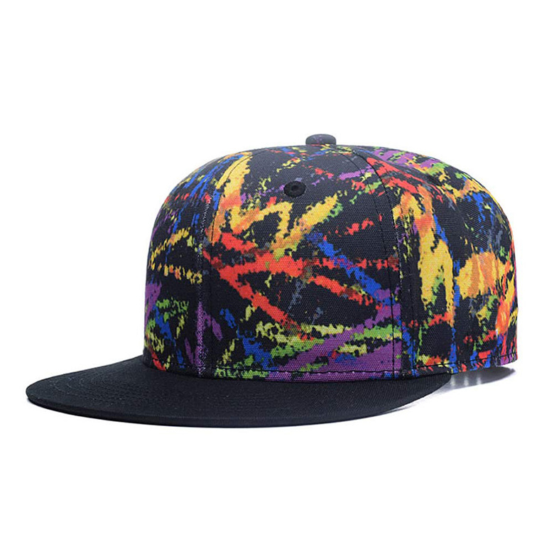 Wholesale Unisex Ink Painting Gradient Tie Dye Doodle Print Artist Graffiti Snapback Cap