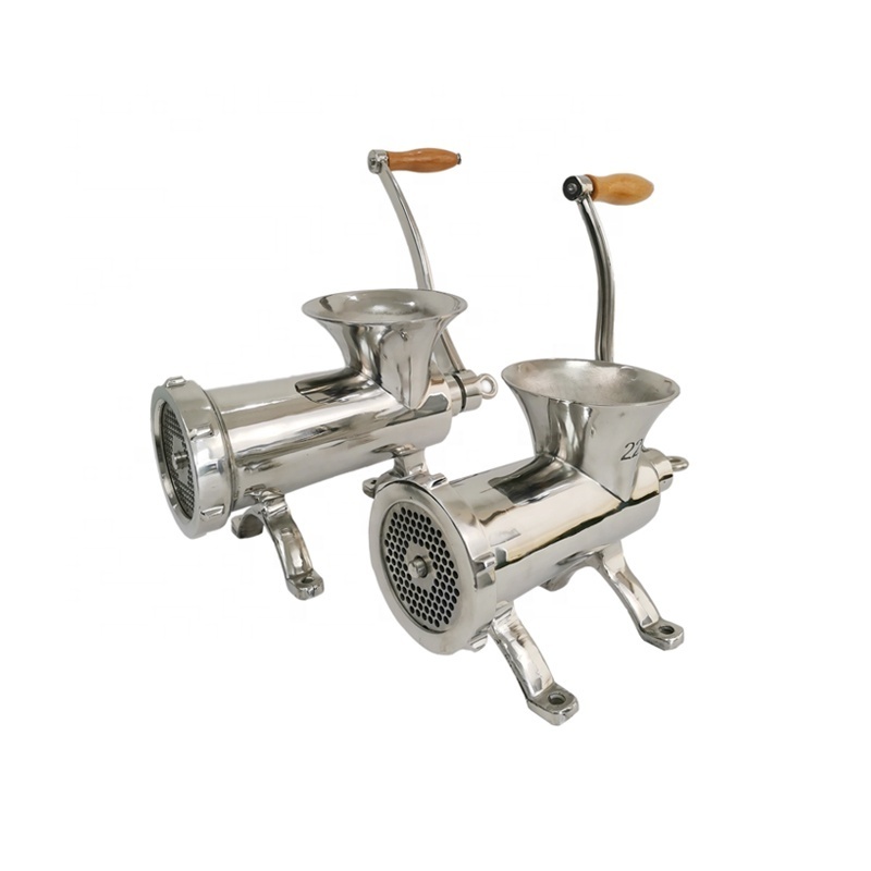 32#B stainless steel manual meat grinder with belt wheel