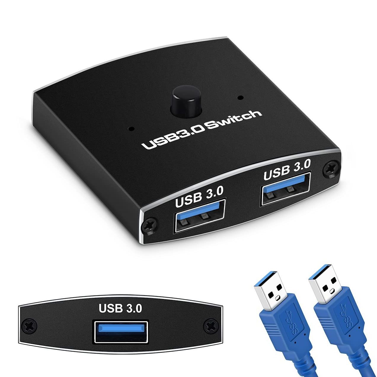 USB3.0 Switch 2port USB Bidirectional Sharing Switcher Selector with One Button for Keyboard Mouse Scanner Printer